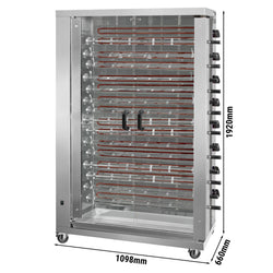 Elektryczny grill do kurczaka ECO - 38,4 kW - z 15 szpikulcami na 90 kurczaków