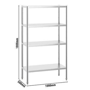Półka ze stali nierdzewnej PREMIUM - 1000x490 mm - z 4 półkami (REGULOWANA) - Prime Gastro