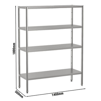 Półka ze stali nierdzewnej ECO - 1400x490mm - z 4 półkami (REGULOWANA) - Prime Gastro