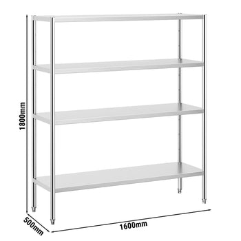 Półka ze stali nierdzewnej PREMIUM - 1600x490 mm - z 4 półkami (REGULOWANA) - Prime Gastro