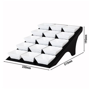 Etażer / Stojak bufetowy - czarny - włącznie z 15 miskami z melaminy - kwadratowy - Prime Gastro