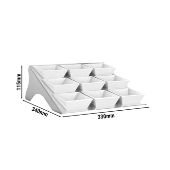 Etażer/ Stojak bufetowy - chrom - włącznie z 9 miskami z melaminy - kwadratowy - Prime Gastro