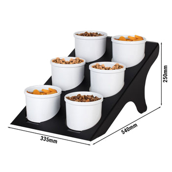 Etażer / Stojak bufetowy - czarny - włącznie z 6 miskami z melaminy - okrągły - Prime Gastro