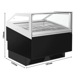 Witryna do lodów ADAM - 1201mm - Obieg wymuszony - z oświetleniem LED - na 12x 5l pojemników na lody lub 8x 7l pojemników na lody - Czarny