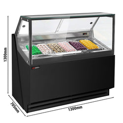 Eistheke THEO - 1300mm - Umluft - für 6x 5 Liter Eisbehälter - Schwarz