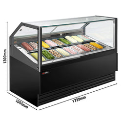Eistheke THEO - 1736mm - Umluft - für 18x 5 Liter Eisbehälter - Schwarz