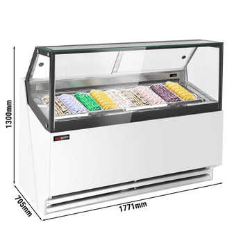 Lada na lody THEO - 1771 mm - konwekcyjna - na 9 pojemników na lody o pojemności 5 litrów - biała
