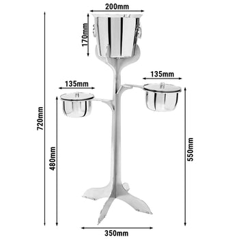 Chłodziarka do butelek ze stojakiem i 2 tacami na kostki lodu - stal nierdzewna - Prime Gastro