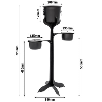 Chłodziarka na butelki ze stojakiem & 2 pojemnikami na kostki lodu - czarna - Prime Gastro