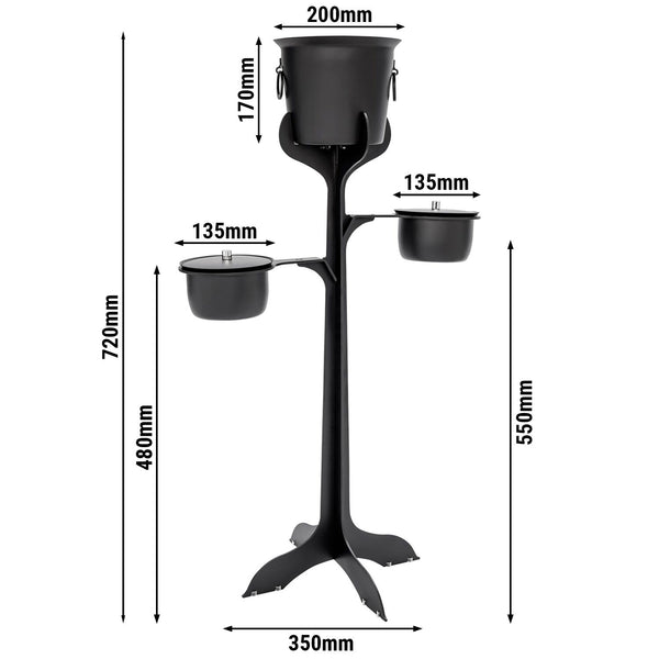 Chłodziarka na butelki ze stojakiem & 2 pojemnikami na kostki lodu - czarna