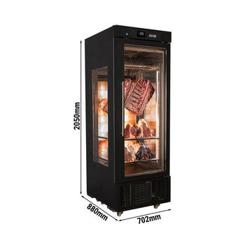 Szafa do dojrzewania mięsa na sucho - 700 mm - z 1 szklanymi drzwiami - czarna