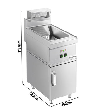 Elektryczny Podgrzewacz do frytek - 1,17kW - 1x GN 1/2 - z promiennikiem IR - na podstawie szafkowej, 1 - drzwiowej