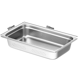 (6 sztuk) Pojemniki ze stali nierdzewnej GN 1/1 – z otworami – wysokość: 100 mm