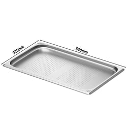 (6 sztuk) Pojemniki ze stali nierdzewnej GN 1/1 – z otworami – wysokość: 20 mm