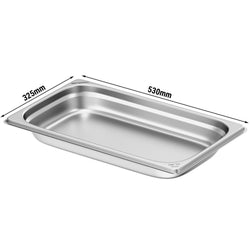 (6 sztuk) Pojemniki ze stali nierdzewnej GN 1/1 – wysokość: 65 mm