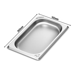 (6 sztuk) Pojemniki ze stali nierdzewnej GN 1/4 – wysokość: 20 mm
