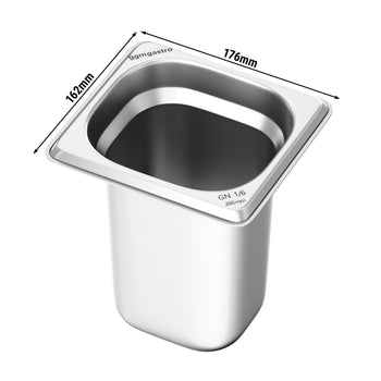 (6 Stück) Edelstahl GN - Behälter 1/6 - Höhe 200mm