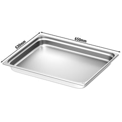(6 sztuk) Pojemniki ze stali nierdzewnej GN 2/1 – wysokość: 65 mm