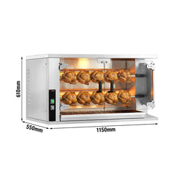 Grill gazowy do kurczaka - 9,4 kW - z 2 szpikulcami do 10 kurczaków