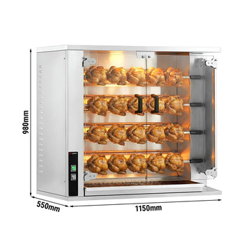 Grill gazowy do kurczaka PREMIUM - 18,8 kW - z 4 szpikulcami na 20 kurczaków