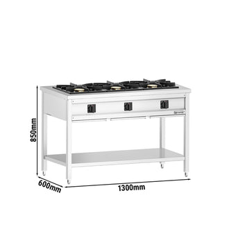 Kuchnia gazowa - 25,5kW - 3 palniki - otwarta podstawa; szuflady na tłuszcz