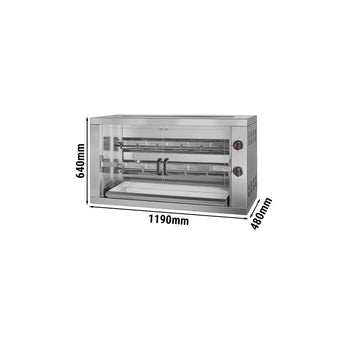 Grill gazowy do kurczaka PREMIUM - 11,8 kW - z 2 szpikulcami na 12 kurczaków