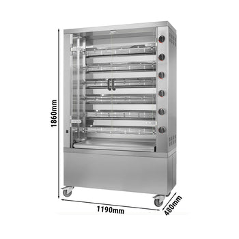 Grill gazowy do kurczaka PREMIUM - 35,3 kW - z 6 szpikulcami na 36 kurczaków