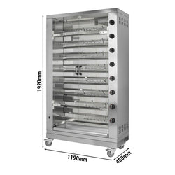 Grill gazowy do kurczaka PREMIUM - 47,6 kW - z 8 szpikulcami na 48 kurczaków