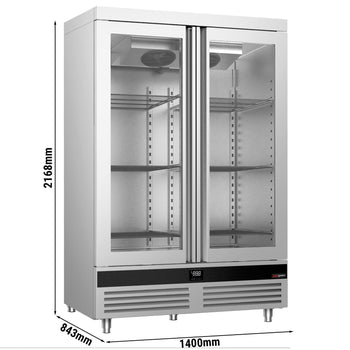 Chłodziarka ze stali nierdzewnej PREMIUM - GN 2/1 - 1400 litrów - z 2 szklanymi drzwiami - Prime Gastro