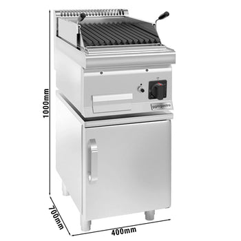 Grill gazowy z kamienia lawowego - 7 kW - Grill uchylny - włącznie z rusztem do grillowania podstawa z 1 drzwiczkami - Prime Gastro