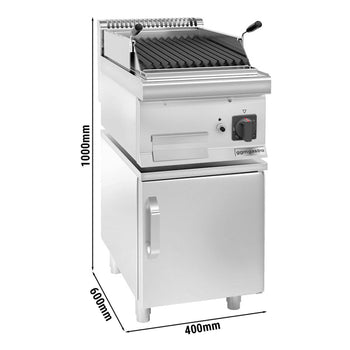 Grill gazowy z kamienia lawowego - 5,5 kW - Grill uchylny - włącznie z podstawą z 1 drzwiczkami - Prime Gastro
