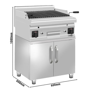 Grill gazowy z kamienia lawowego - 10,6 kW - Grill uchylny - włącznie z podstawą z 2 drzwiczkami - Prime Gastro