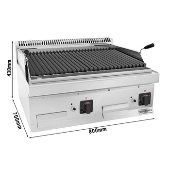 Grill gazowy z kamienia lawowego - 14 kW - Uchylny ruszt grillowy - Prime Gastro