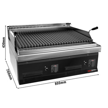 Grill gazowy z kamienia lawowego - 14 kW - Uchylny ruszt grillowy - Prime Gastro