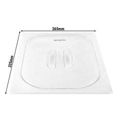 (6 szt.) Pokrywa GN 1/2 - z poliwęglanu - 325x265mm - Wysokość:26mm - przezroczysta