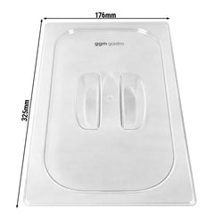(6 szt.) Pokrywa GN 1/3 - z poliwęglanu - 325x176x7mm - Wysokość:7mm - przezroczysta