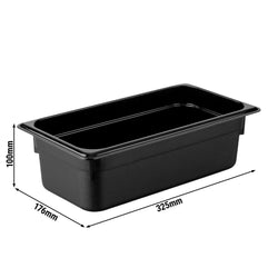 (6 szt.) Pojemnik GN z poliwęglanu - GN 1/3 - 100mm - Czarny - Pojemność:3,6L