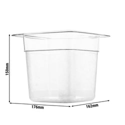 (6 szt.) Pojemnik GN z poliwęglanu - GN 1/6 - 150mm - Przezroczysty - Pojemność:2,2L