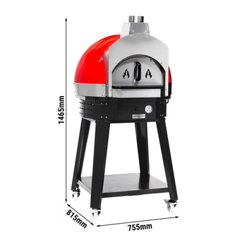 Piec do pizzy na drewno - czerwony - włącznie z ramą podstawą - Prime Gastro