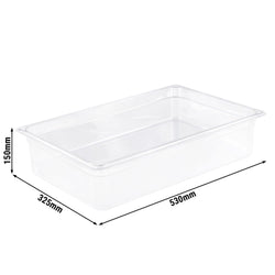 (6 szt.) Pojemnik GN z polipropylenu - GN 1/1 - 150mm - Przezroczysty - Pojemność:19,5L