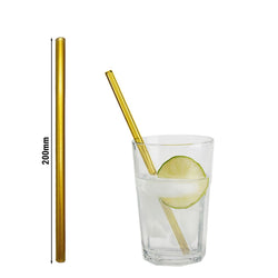 (50 Stück) Glastrinkhalme - 200mm - ø 8mm - Gold - inkl. 1 Reinigungsbürste