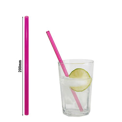 (50 Stück) Glastrinkhalme - 200mm - ø 8mm - Neon Pink - inkl. 1 Reinigungsbürste