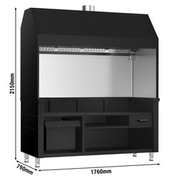 Element neutralny do grilla na węgiel drzewny / gazowego BERLIN - 1760 mm - czarny