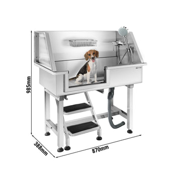 Wanna do pielęgnacji zwierząt - ze stopniami, kranem i matą antypoślizgową - Prime Gastro