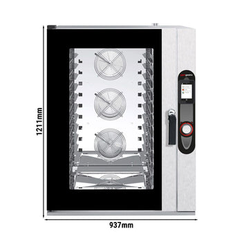 Elektryczny - Piec konwekcyjno - parowy piekarniczy - dotykowy - 10x EN 600x400 - z systemem mycia - w zestawie: Klipsy 10x EN 600x400