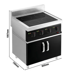 Kuchnia indukcyjna - 14kW - 4 pola grzewcze - na podstawie z 2 drzwiami