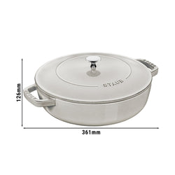STAUB | BRAISERS - Brytfanna z Chistera Drop - Structure - Ø 280mm - Żeliwna - Biała trufla