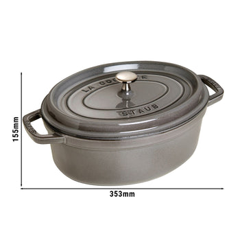 STAUB | LA COCOTTE - Cocotte - owalna - 290mm - żeliwo - kolor grafitowo-szary - Prime Gastro