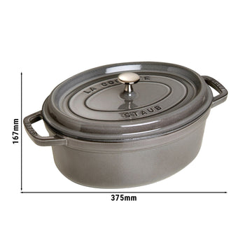 STAUB | LA COCOTTE - Cocotte - owalna - 310mm - żeliwo - kolor grafitowo-szary - Prime Gastro