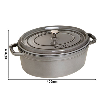 STAUB | LA COCOTTE - Cocotte - owalna - 330mm - żeliwo - kolor grafitowo-szary - Prime Gastro
